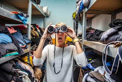 Woman with binoculars