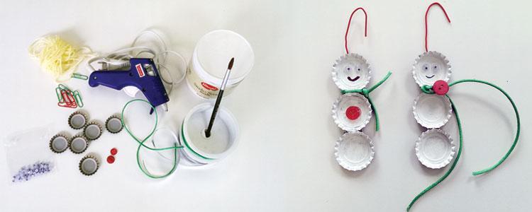DIY Bottle Cap Snowman Ornaments