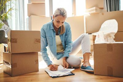 Woman with moving boxes