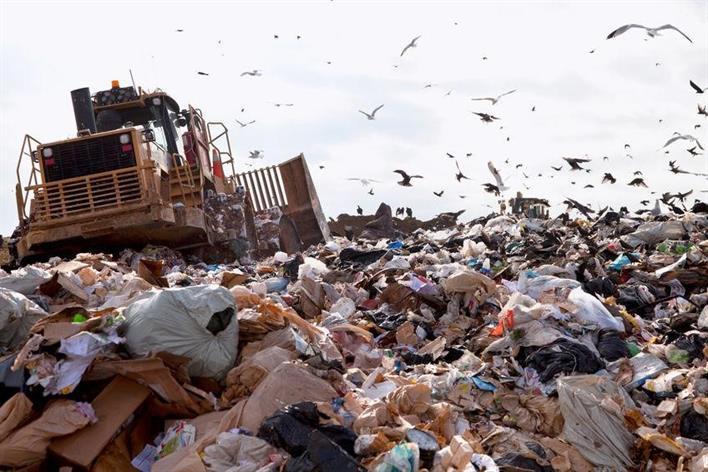 Piles of junk in a landfill